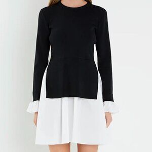 English Factory Poplin Knit Mini Dress, Medium